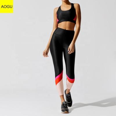 China Antibacterial Women Sports Running High Waisted Leggings And Bra Fitness Gym Yoga Quick Dry Sets for sale