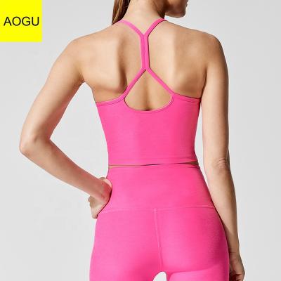 China AOGU Back Wear Breathable Active Fitness Runner Grow Top Sports Running Women's Tank Top for sale