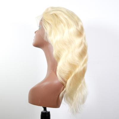 China Can be dyed with & #613; ironed & & GS Bleached Raw Virgin Cuticle Aligned Brazilian Human Hair 613 Blonde Sheer Lace Front / Frontal Wigs With Bangs For Black Women for sale