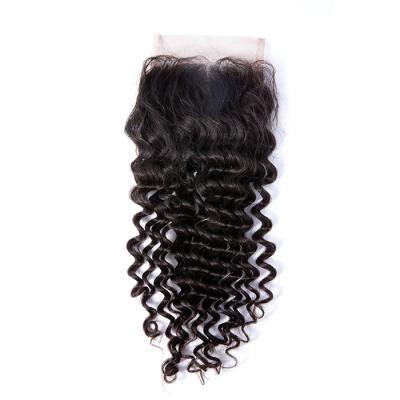 China Can be dyed with & #613; ironed & & Bleached Virgin Brazilian Kinky Curly 4x4 Lace Closure Piece Free Piece Closure Piece for sale