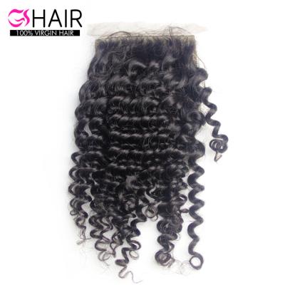 China Can be dyed with & #613; ironed & & 10-20inch bleached middle part free part virgin brazilian silk curly low closure for sale