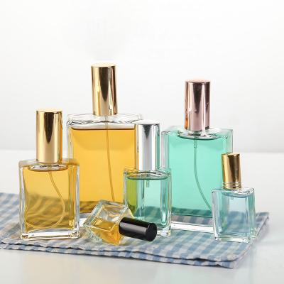 China Luxury Modern Customize Size Style Cheap Reinforced Mini Square Elegant Glass Perfume Bottle for sale