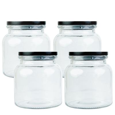 China Freshness preservation round storage glass jar/glass mason jar/glass jar with wooden cover for sale