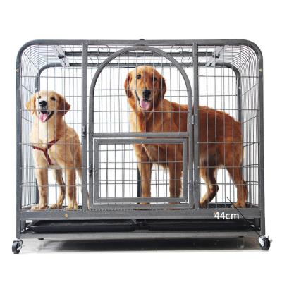 China Breathable Heavy Duty Metal Dog Cage Strong Kennel Crate With Four Wheels For Medium Large Dogs Pet Playpen for sale