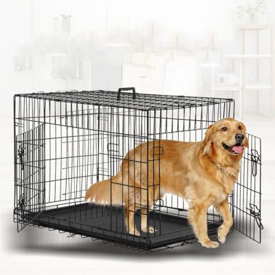 China Factory Direct Sustainable Single Double Door Folding Metal Fully Equipped Pets Dog Crate for sale