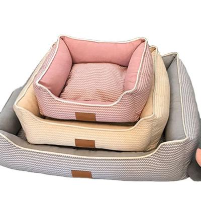 China Washable Plush Cotton Large Rectangle Luxury Comfortable Breathable Cat Pet Dog Bed Wholesale Breathable for sale