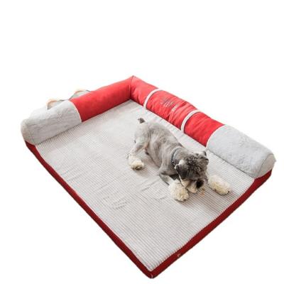 China Manufacturer Two Tone Plush Velvet Washable Small Professional Breathable Medium Large Pet Bed for sale