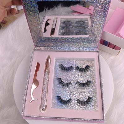 China Tapered Private Band Mink Lashes Fake Hand Made 3D Mink Eyelashes Logo Custom Magnetic Box Clear Superb Quality for sale