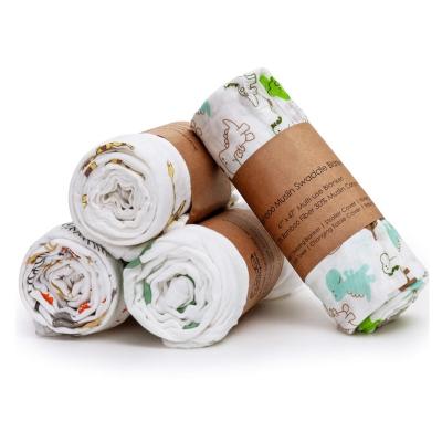 China PORTABLE 2 Baby Gauze Diapers Printed 70% Bamboo Fiber Muslin Wrap Muslin Bamboo Cotton Muslin Wrap for sale