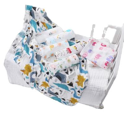 China 30% PORTABLE Silky Free Girl 70% Cotton Bamboo Soft Infant Bright Print Designs Store Baby Two Layer Gauze Muslin Wrap Blanket for sale