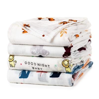 China PORTABLE 30% Bamboo 70% Cotton Hebei 2 Layer Patterns Print Baby Running Gauze Infant Thin Muslin Wrap Blankets for sale