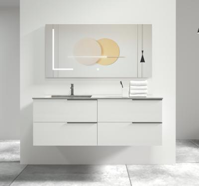 China Modern Design Modern Wall Mounted Double-Drawing White Bathroom Cabinet for sale