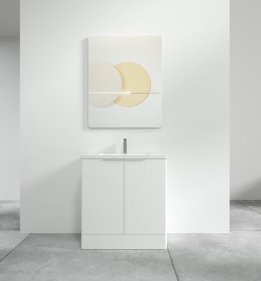 China Modern Design Modern Floor-standing Blue Bathroom White Cabinet With Mirror for sale