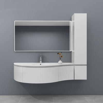 China Modern minimalist modern bathroom sink cabinet with side cabinet PVC bathroom furniture combination for sale