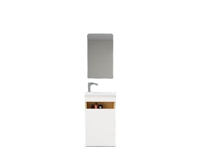 China XINQILONG modern small white and wood color bathroom cabinet, bathroom mirror set for sale