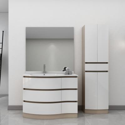 China Modern Bathroom Cabinet Floor-standing Minimalist With Side Cabinet Factory Direct Sales 110cm Bathroom Furniture Vanity Combo for sale