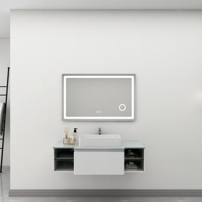 China Modern White PVC Counter Basin Mirror Smart Bathroom Cabinet for sale