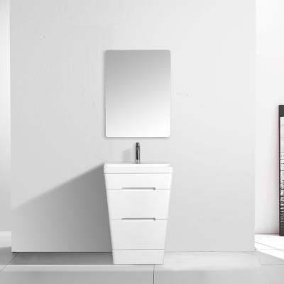 China XINQILONG Modern White Floor-standing Vanity Set PVC Wash Basin Design Bathroom Cabinet Combination Bathroom Furniture Combo for sale