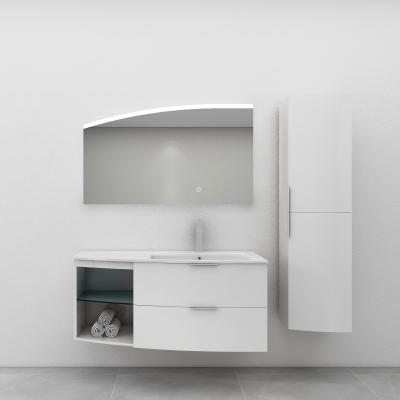 China Modern Modern Curved Design LED Reflect 120cm Wall Mounted Bathroom Cabinet for sale