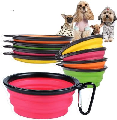 China Collapsible Silicone Dog Bowl BPA Pet Travel Camping Dog Water Bottle Free Feeder for sale