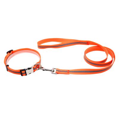 China Stocked Reflective PVC Pet Collar And Leash Sets Custom Pet Collar Pull Rope for sale