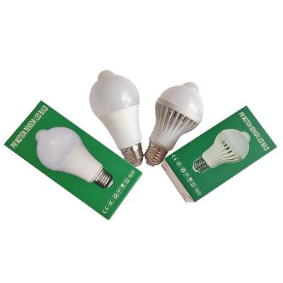 China Hot Sale Desktop PIR Motion Sensor LED Night Light 5W 7W E27 Infrared Smart Emergency Light Bulb for sale