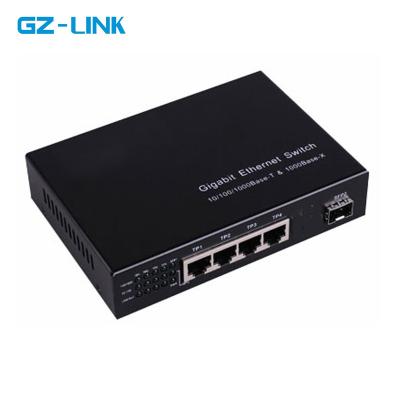 China GZ-LINK OEM 5 Port Gigabit Ethernet Switch with Four 10/100/1000M UTP and One 1000M SFP Ports GSFP0104G for sale