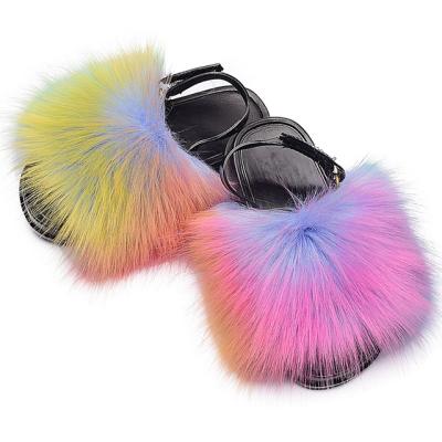 China New Fashion Trend Faux Fur Soft And Fluffy Slides Style Slippers for sale