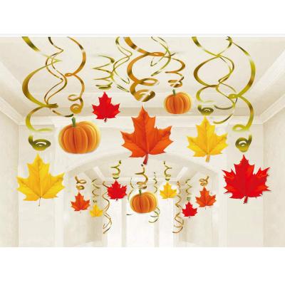 China Decorative Pvc+ Paper Thanksgiving Pendant Party Maple Leaf Decoration GiveThanks Pumpkin Border Pendants for sale