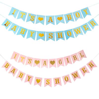 China Paper It's A Girl Baby Party Flag Pulling Letter Baby Show for sale