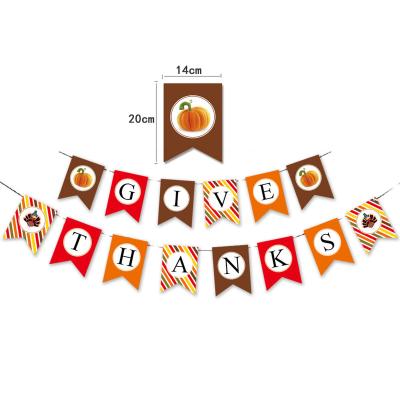 China Hang on the wall thanksgiving party decoration banner givethanks pull flag border pumpkin turkey pull flower spot wholesale for sale