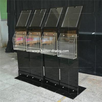 China Acrylic Floor Standing Black Acrylic Magazine Show / Acrylic Display Stand Magazine Racks for sale