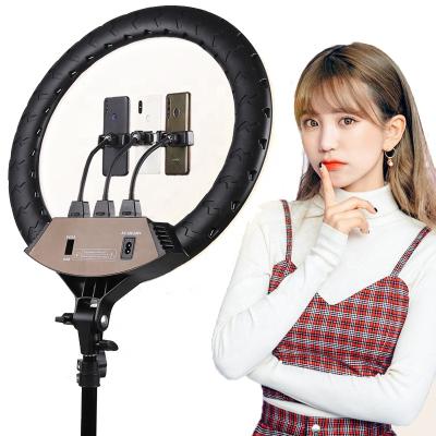 China 18 Inch PORTABLE LED Ring Light Video Photography Live Bracket Tripod Stand Portable Mobile Phone LED Ring Fill Light 80W for sale