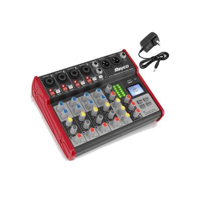 China 6 Channel Porket BT Digital Small Audio Vocal Mixer Effects Music Mixer Lightweight USB Professional Audio Mixer For Studio Recording for sale