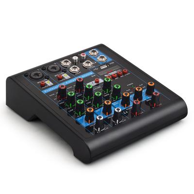 China Brand New Lightweight Mini Porket Mini 4 Channel USB DJ Audio Sound Mixer Digital Mixing Console Digital Music Mixer For Home Karaoke for sale