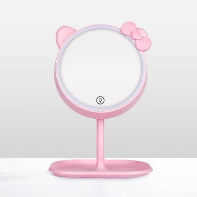 China Custom Touch Sensor Battery Lighted Makeup Led Mirror Around Magnifying Cosmetic Mirror for sale