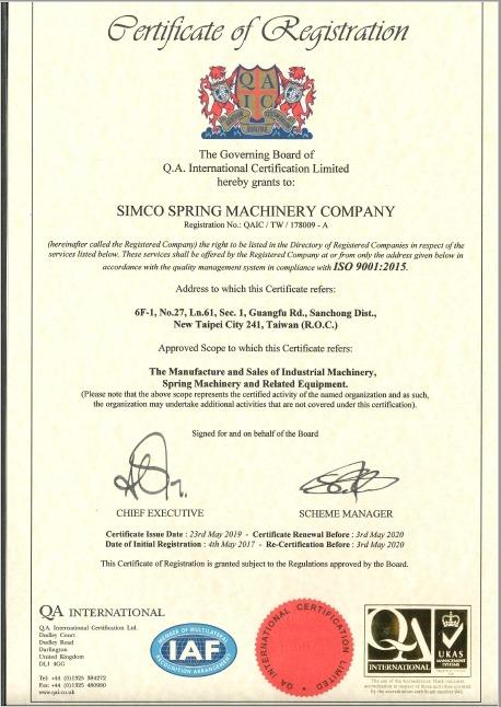 ISO9001 - TAIWAN SIMCO COMPANY