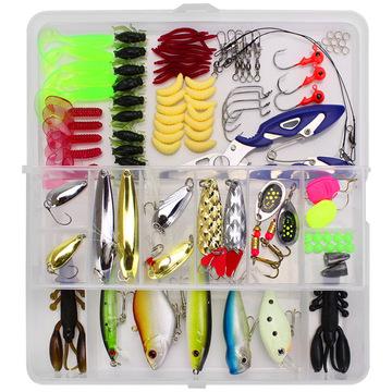 China Metal Piaoyu Outdoor Baits Set 101 Pieces Lures Bait Boat Fishing Jig Lure Rock Ocean Beach Box for sale