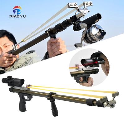 China High Strength Powerful Catapult Rifle Slingshot Piaoyu Telescopic Folding Fishing Scope Hunting And Shooting With Red Laser for sale