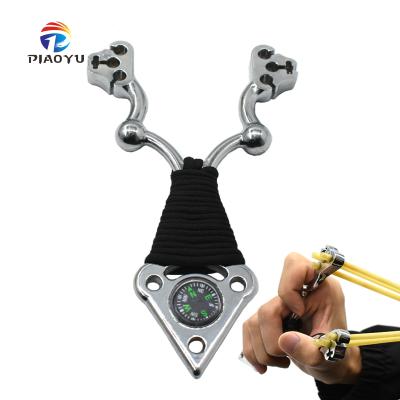 China Piaoyu durable outdoor metal slingshot other products shooting slingshot with a compass elastic band and for sale