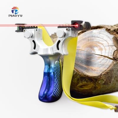 China Piaoyu new durable blue resin slingshot outdoor laser other products shooting slingshot hunting slingshot with rubber band for sale