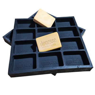 China Sustainable 12 Cavities Custom Rectangle Silicone Soap Mold with Brand Logo Silicone Trays for Natural Soap Making for sale