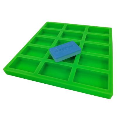 China Sustainable 15 Cavities Custom Silicone Soap Mold Rectangle Silicone Soap Tray with customized Brand Name for sale