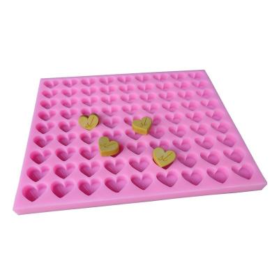 China Sustainable 81 Cavities Heart Shape Custom Chocolate Mold Silicone Trays with Logo for Wax Sugar Ice Cube Jelly Cookie Soap Making for sale