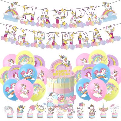 China Birthday Party Amazon Hot Sale Unicorn Birthday Party Decoration Set For Girl Unicorn Theme Party Supplies Set for sale