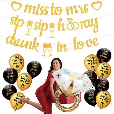 China Miss To Mrs Decorations Hot Package Gold Bachelor Party Supplies Amazon Sale Bridal Shower Banner Balloons Set for sale