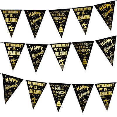 China Paper Retireme Bunting Wall Hanging Triangle Flag Retirement Flags Birthday Decorations Pennant Banner Gold Flags Theme Party Black for sale