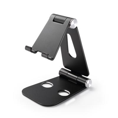 China Adjustable universal foldable double metal phone holder aluminum bracket, mobile cell phone stand holder for sale