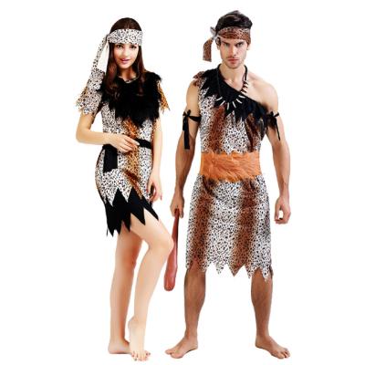 China Ordinary Print Modern Primitive Cosplay Costume Leopard Couples Halloween Costume Funny Stage Performance for sale