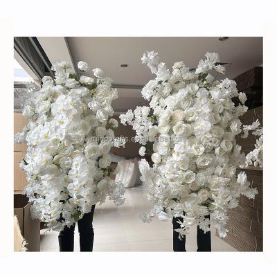 China Wedding event table decoration White Rose Cherry Blossom Hang Wisteria Floral Arrangement Wedding Backdrop Decor Flowers Row Banquet Event Party Props for sale